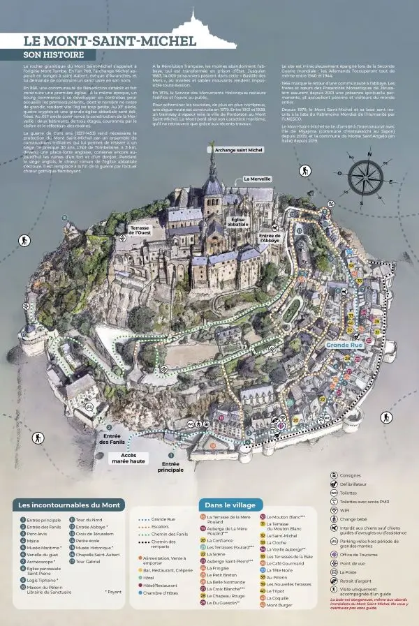 plan du Mont Saint-Michel intra-muros le village, l'abbaye
